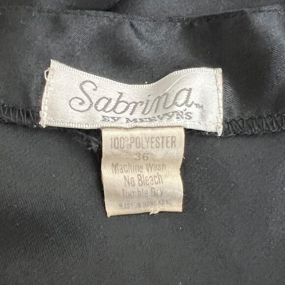 Vintage 80s Sabrina Satin Lingerie Nightie Slip Nightgown FLAW Black 36 Medium - Picture 6 of 6